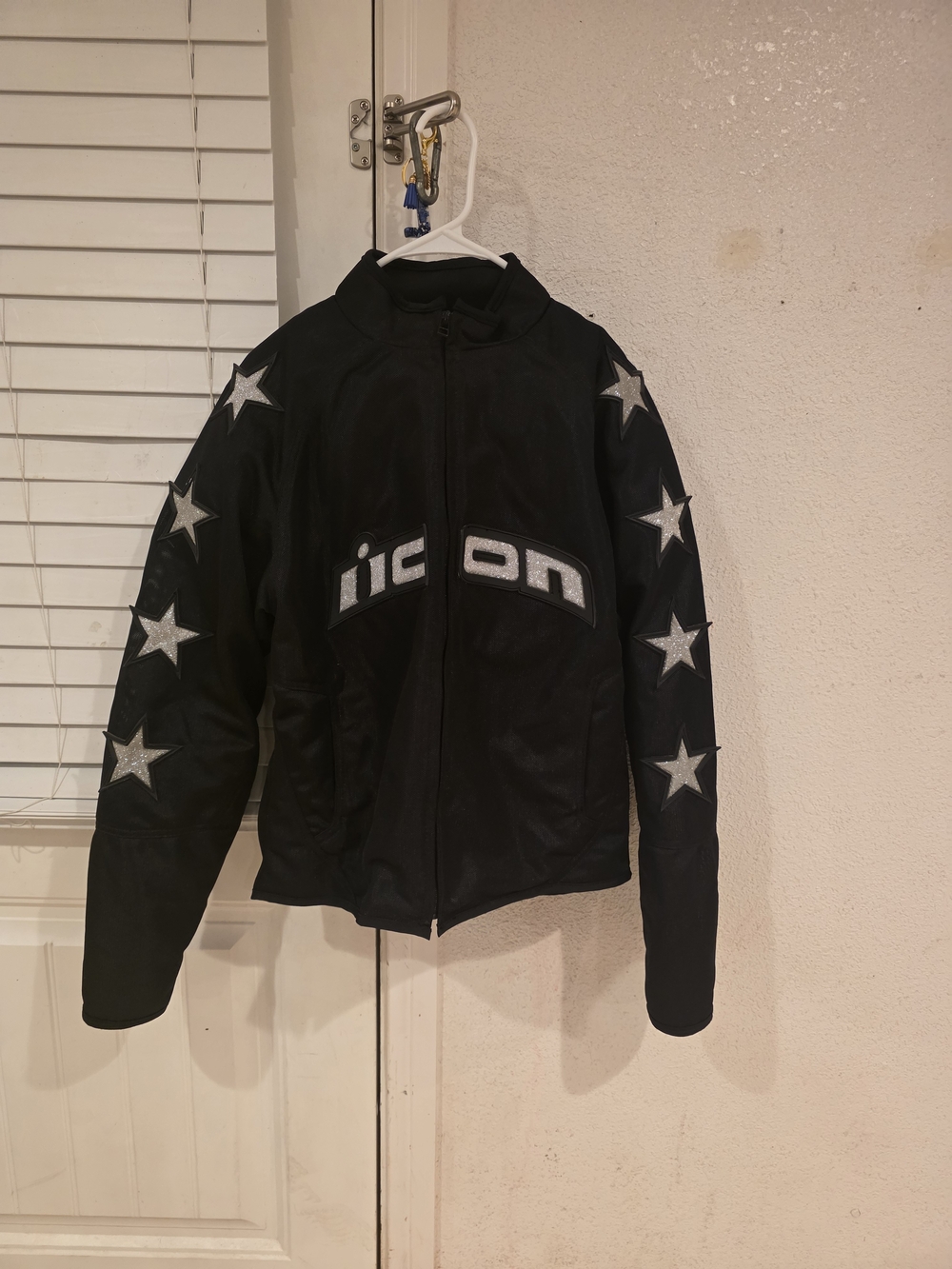ICON Black Jacket with Silver Star Sleeves